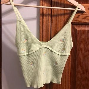 Crop knit floral top